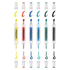 MOLOTOW Aqua Twin Marker Basic Set 1, Brush and Chisel Nib, Assorted Colors, 6 Marker Set, 1 Set Each (729.301)