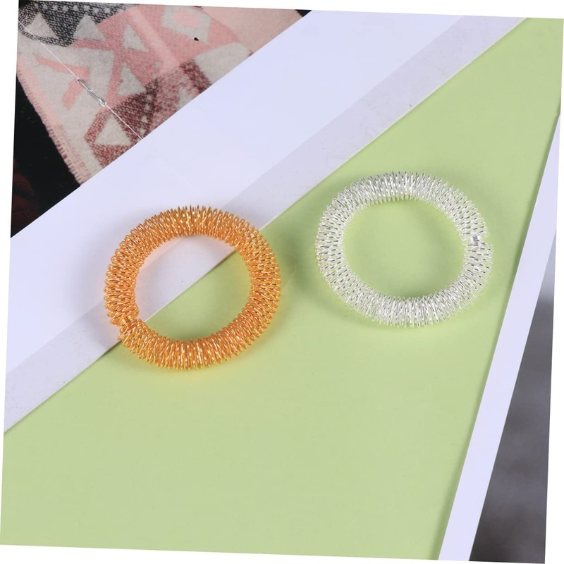 KOMBIUDA 4pcs Acupressure Massage Ring for Wrist Metal Massage Wristband