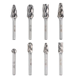 VALYRIANTOOL 8PCS Carbide Burr Set for Aluminum 1/4" Shank, Aluma Cut Tungsten Carbide Rotary Tool Attachment Kit Rasp Accessories for Die Grinder Metal Carving, Engraving, Polishing, Grinding