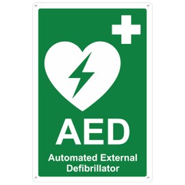 Pubblimania International Defibrillator Sign Aluminium Composite 3mm Thickness Outdoor Indoor (8" x 12")