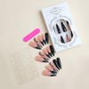 AkiliBIELY Stiletto Press on Nails French Tip Long Black Bare