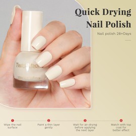 COSMOO Cream White Quick Dry Nail Polish, Vegan Chip-Resistant Long-Lasting Nail Lacquer for Nail Art Varnish, 0.34 fl oz (Cream White)