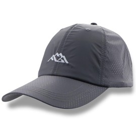 Himozoo Quick-Drying Running Hats, Cooling, Breathable Baseball Cap, Dad Truck Hat with Mountain Top Embroidery for Outdoor Use, Stretch Running Hat with Soft, Long Brim, silver grey