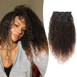 Curly Clip in Hair Extensions, 6PCS Curly Clip Ins 100% Pure Protein Silk Hair Extensions Natural Soft Clip Ins for Women Quick Styling for Social/Content Creators/Party/Daily wear