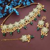 Efulgenz Conjunto de gargantilla de joyería india Maang Tikka pendientes