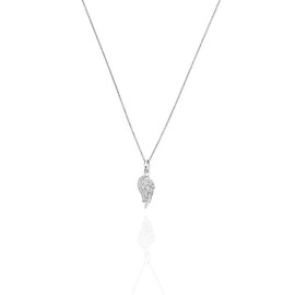 Amen Wing Necklace Rhodium Silver with Cubic Zirconia
