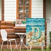 isegMind Summer Monogram Letter D Garden Flag Beach Seashells 12x18