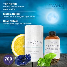 Levona Scent Essential Oil - Fresh Aroma for Home, Office, Hotel & Spa, Perfect in Humidifiers and Diffusers, Luxury Fragrance, with Lemon & Aqua Marine Notes - 700ml/ 23 fl oz, Sapphire Moonlight