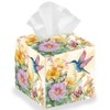 DELORIGIN Flowers Tissue Box Holder, Hummingbird Square Tissue Box Cover