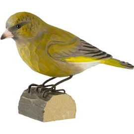 WILDLIFEGARDEN Wildlife Garden WG407 DecoBird Grünfink - Handgeschnitzter Dekorative Vogel aus Holz - Kleine Europäische Vögel