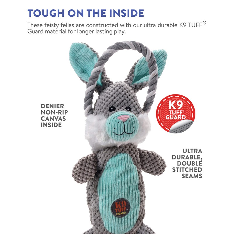 Charming Pet Scrunch Bunch Bunny Interactive Plush Squeaky Dog Tug