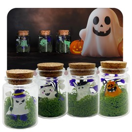 4 SET,Halloween Decor, Glow-in-the-Dark Ghost in a Jar, Halloween Party Favors, Halloween Decorations, Ghost Decor