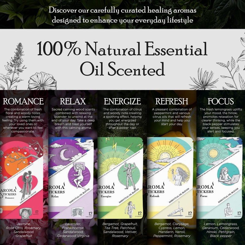 AROMA STICKERS® Original Blend Romance - 100% Natural Essential Oil