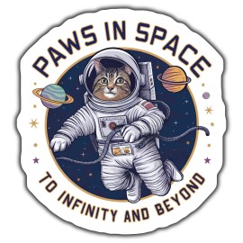 Unbranded CUTE CAT ASTRONAUT Magnet, PAWS IN SPACE TO INFINITY AND BEYOND, SPACE THEMED C