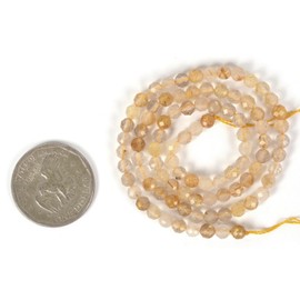 Golden Rutilated Quartz 4mm Faceted Round Beads Loose Beads 16 Inch for Jewelry Making Beads