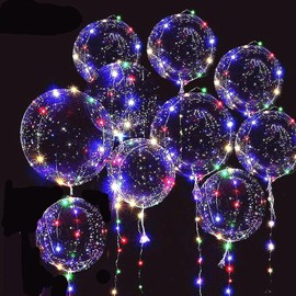 ALEGRE Pack of 10 20 inch colourful Bobo LED balloons