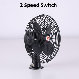 Volcode 12V 8" Heavy Duty Metal Dash Fan - 2 Speed RV Cooling Fan for Trucks, Marine, Motorhome & Commercial Vehicles Ventilation Bus Electric Fan