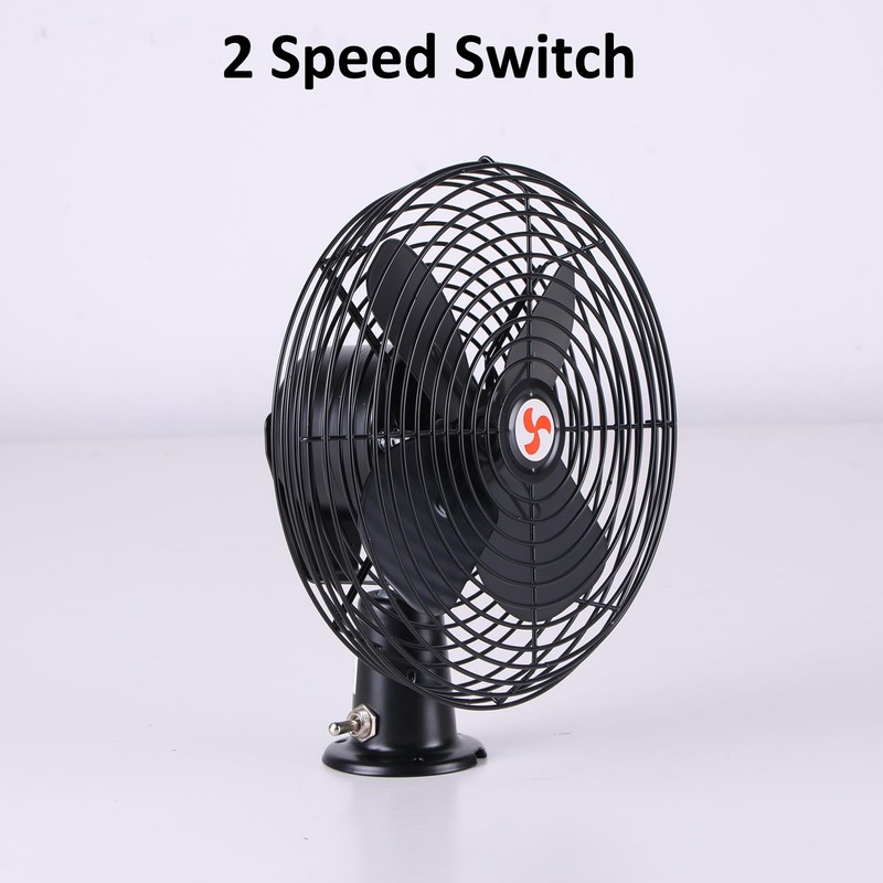 Volcode 12V 8" Heavy Duty Metal Dash Fan - 2