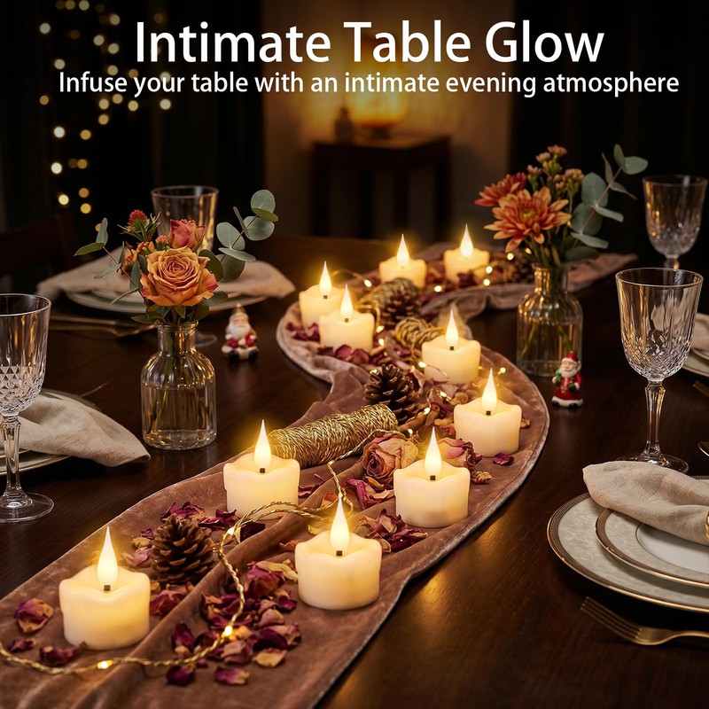 12 Pack Flameless Tea Light Candles with 6 hours Timer,