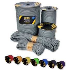 EdcX Paracord 4 mm, 35+ Solid Colours (10 m, 15 m, 30 m, 50 m, 100 m, 300 m), Ideal for Crafts, Camping, Outdoor, 100% Nylon Rope, 4 mm, Tactical Cord 550, Type III (Dark Grey, 10 m)