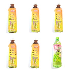 5 Pack Hung Fook Tong Xia Ku Cao Common Selfheal Fruit-Spike Drink 17 Fl Oz Each AND 1 Pack Gudao Plum Green Tea 20.3 Fl Oz