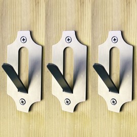 Hi-Flame 3 Pack of European Skull Wall Mount Bracket Hangers for Deer Mule Antelope Coyote & Small Game Animals - Complete with Simple & Easy Installation Kits (Stainless Steel - Silver), (LTZB-3S)