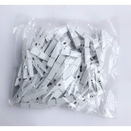 DurReus Small Clothespins Decorations Display Art Project Wood Kitchen Clips Chip Bags Clothesline Pins with Twine Pack 50 White