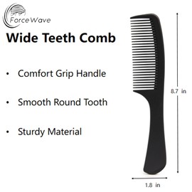 ForceWave Wide Tooth Detangling Comb, Gentle on Wet Hair, Suitable for Thick, Curly, Natural Hair