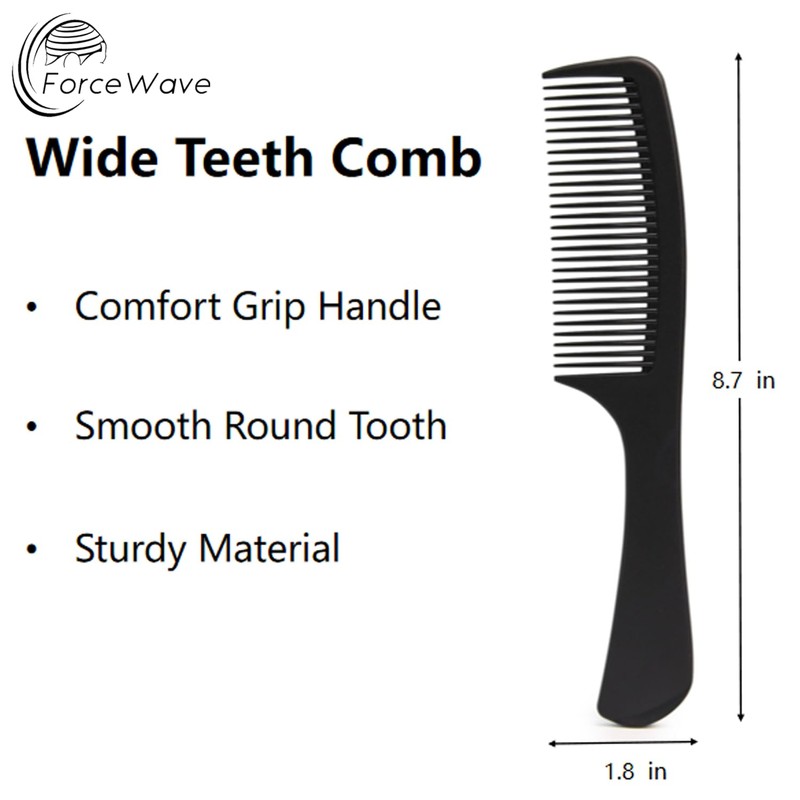 ForceWave Wide Tooth Detangling Comb, Gentle on Wet Hair, Suitable