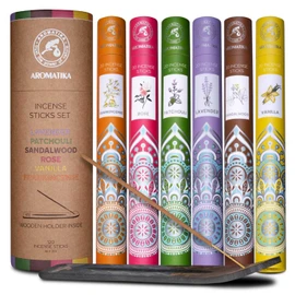 Incense Stick Set, Incense Sticks Holder, Incense Sticks, 6 Fragrances, Lavender, Patchouli, Sandalwood, Rose, Vanilla, Frankincense, Aromatherapy Set, Aroma Sticks & Holder