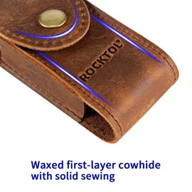 ROCKTOL Multitool Sheath, Premium Leather Snap Sheath for Belt, Multi-Tool Knife Sheath Pouch Holster Fits 4.2" Multitools for EDC, Camping, Hiking Outdoor