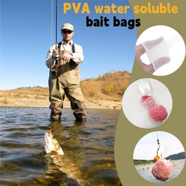 PVA Net Fishing Set, 4 Pieces Wide PVA Mesh Carp, PVA Net Fishing Refill, Fast Melting PVA Bag, Fishing PVA Bags, Quick Melting PVA Bag, for Boilie Bait Food