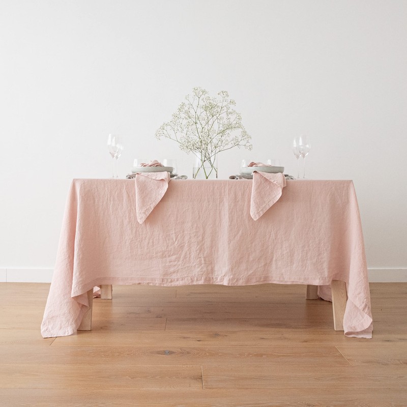 LinenMe Tischdecke Stone Washed 170 x 170 cm, Rosa