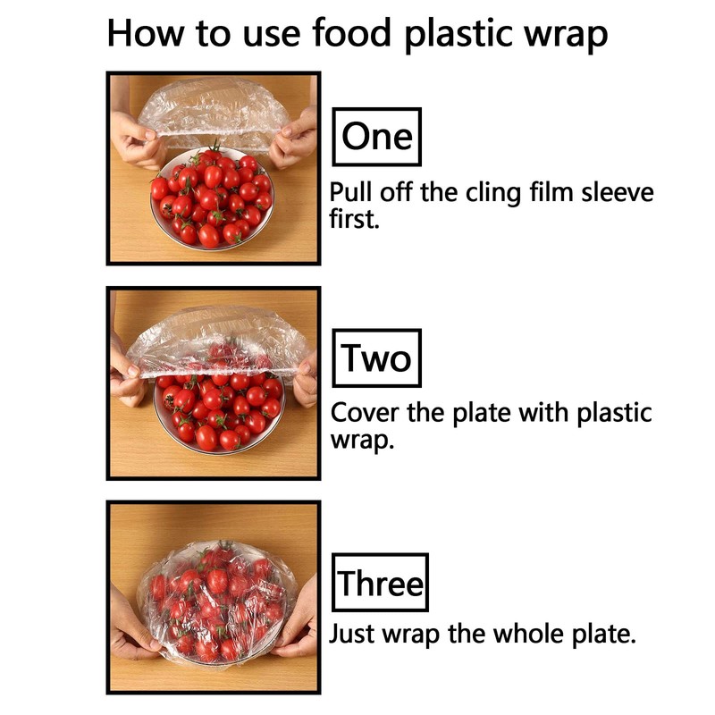 Pack of 300 Cling Film with Elastic Band, Food Covers,
