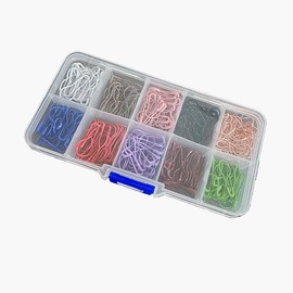 300 Pieces Safety Pins, Bulb Stitch Markers 10 Colors Assorted Metal Calabash Pins Pear Shape Knitting Pins for Crocheting Clothing Tag DIY Craft Project with Storage Box