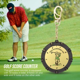 bizofft Portable Golf Score Counter, Golf Stroke Shot Putt Score Counter 18 Holes Golf Score Keeper with Number Wheels Goalkeeper with Key Chain Mini Attachment Counter for Golf Enthusiasts