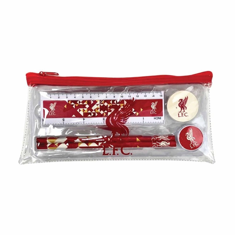 Team Direct Liverpool FC Particle Clear Pencil Case Stationery Set
