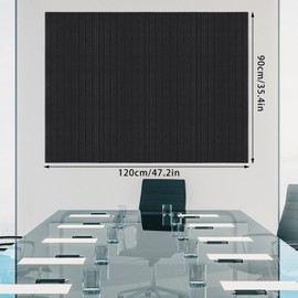 Large Cork Board 48" x 36", 12 Pack Slat Felt Wall Tiles with Colored Pushpins, Bulletin Board with Removable Self-Adhesive Strips, Pin Board Cork Boards for Walls Office Home-Black