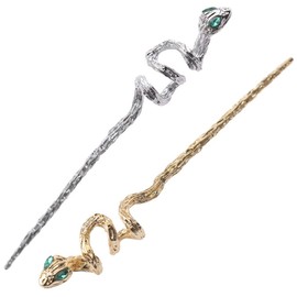 WOONEKY 2pcs Snake Shaped Hair Sticks for Thick Rhinestones Elegant for Women for Daily Wear and Unique Styling