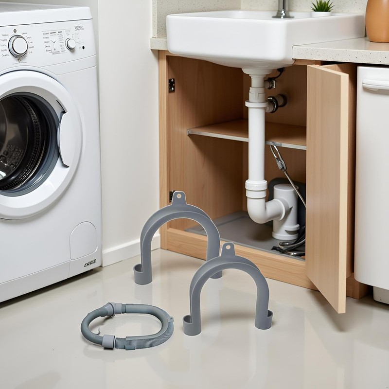 2Pcs Gray Plastic U-Shape Washing Machine Drain Hose Holder -