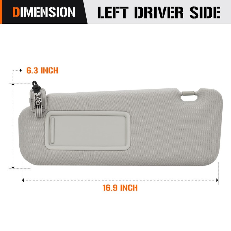 Sun Visor with Vanity Light for 2010-2015 Mazda CX-9, Left