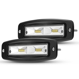 BUNKER INDUST 7" Inch Flood LED Light Pods,Pair Flush Mount LED Work Light 4800LM Light Bar Backup Driving Lights Waterproof for Truck Tractor Off Road 4x4 Jeep Pickup SUV ATV UTV Golf Cart