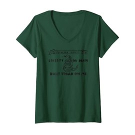 Womens THE CULPEPER MINUTE MEN VIRGINIA LIBERTY OR DEATH FLAG V-Neck T-Shirt