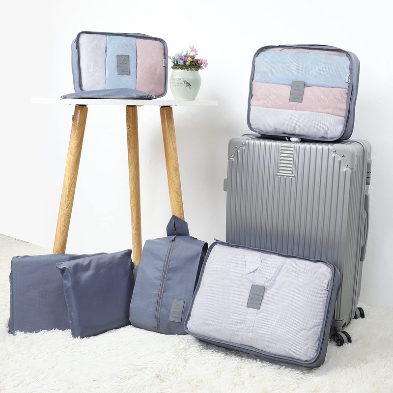 AiQInu Packing Cubes for Suitcases 7 PCS Travel Luggage Organiser