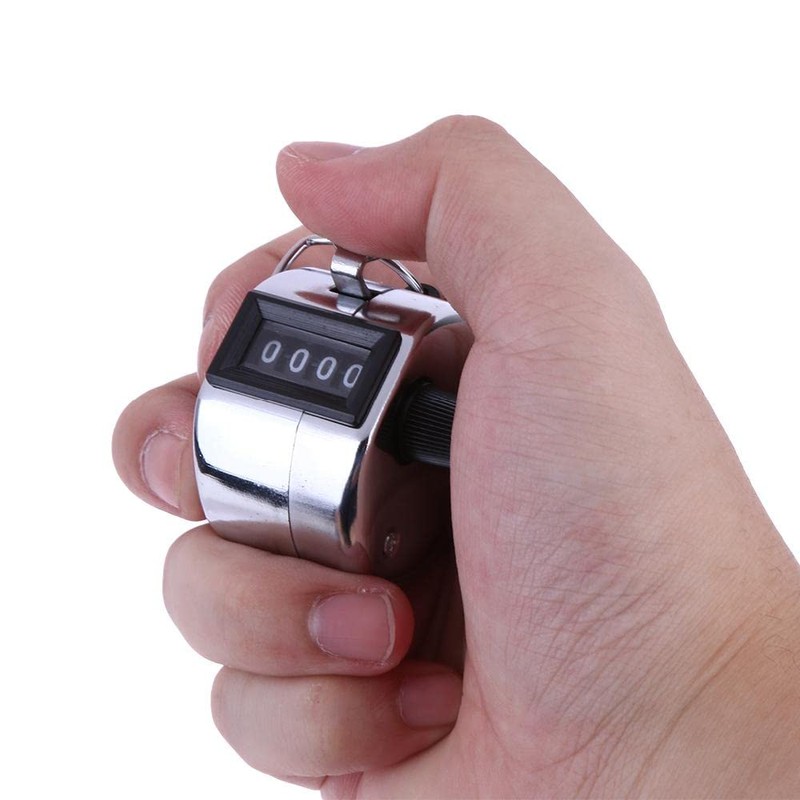 Handheld Clicker Counter, 4 Digit Display Manual Mechanical Counter, Hand