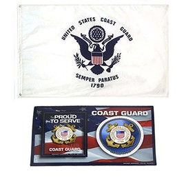 MWS Wholesale Combo Set U.S.USCG Coast Guard Emblem 3x5 3’x5’ Flag and Magnet