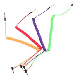 SHOWERORO 90 Degree 3.5mm Audio Cord Male to Male Coiled Cable Aux Cable for Car Cameras Recorders