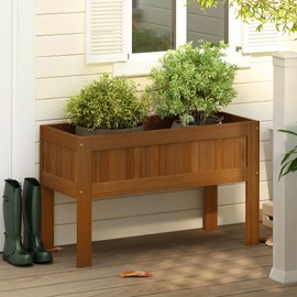 Furinno TIOMAN Planter Box, Outdoor Elevated Standing Planter Box, Raised Garden Bed with Legs, Outdoor, Indoor, Garden, Patio, Balcony, Natural