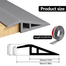 Übergangsprofil Selbstklebend, Übergangsprofil Höhenausgleich Übergangsleiste Boden Türschwellen Leiste Boden Übergangsstreifen zum Abziehen und Aufkleben für Teppich Boden (Grau, 1m×5cm)