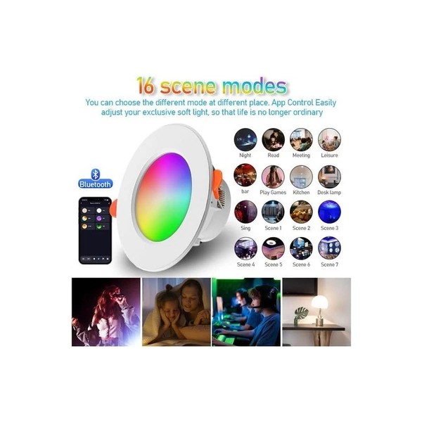 Unbranded 10W Smart LED Downlight Bluetooth-Compatible RGB Smart Spotlight 2700K-6500K